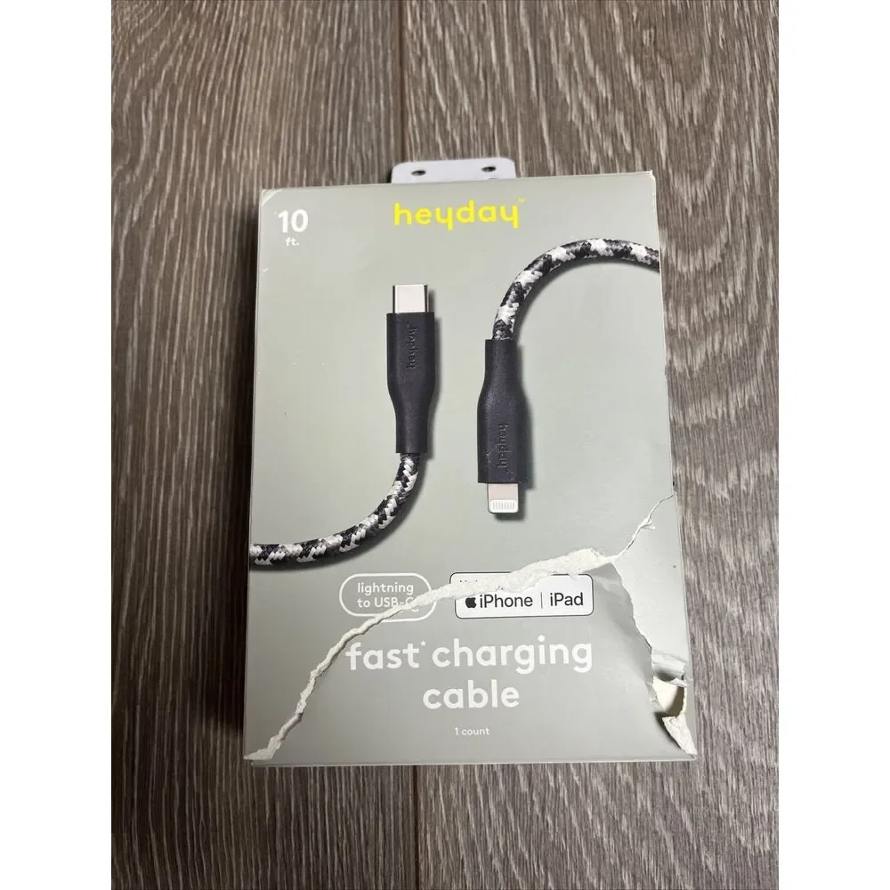 Heyday Fast‎ Charging Cable 10ft iPhone iPad USB With PD Braided Cord
